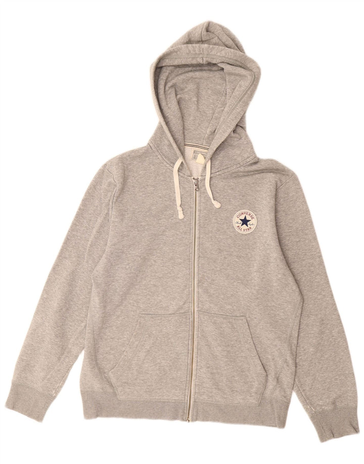 CONVERSE Pull à capuche zippé All Star pour hommes, petit coton gris