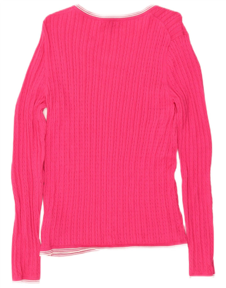 TOMMY HILFIGER Pull col bateau pour femme UK 14 Grand coton rose