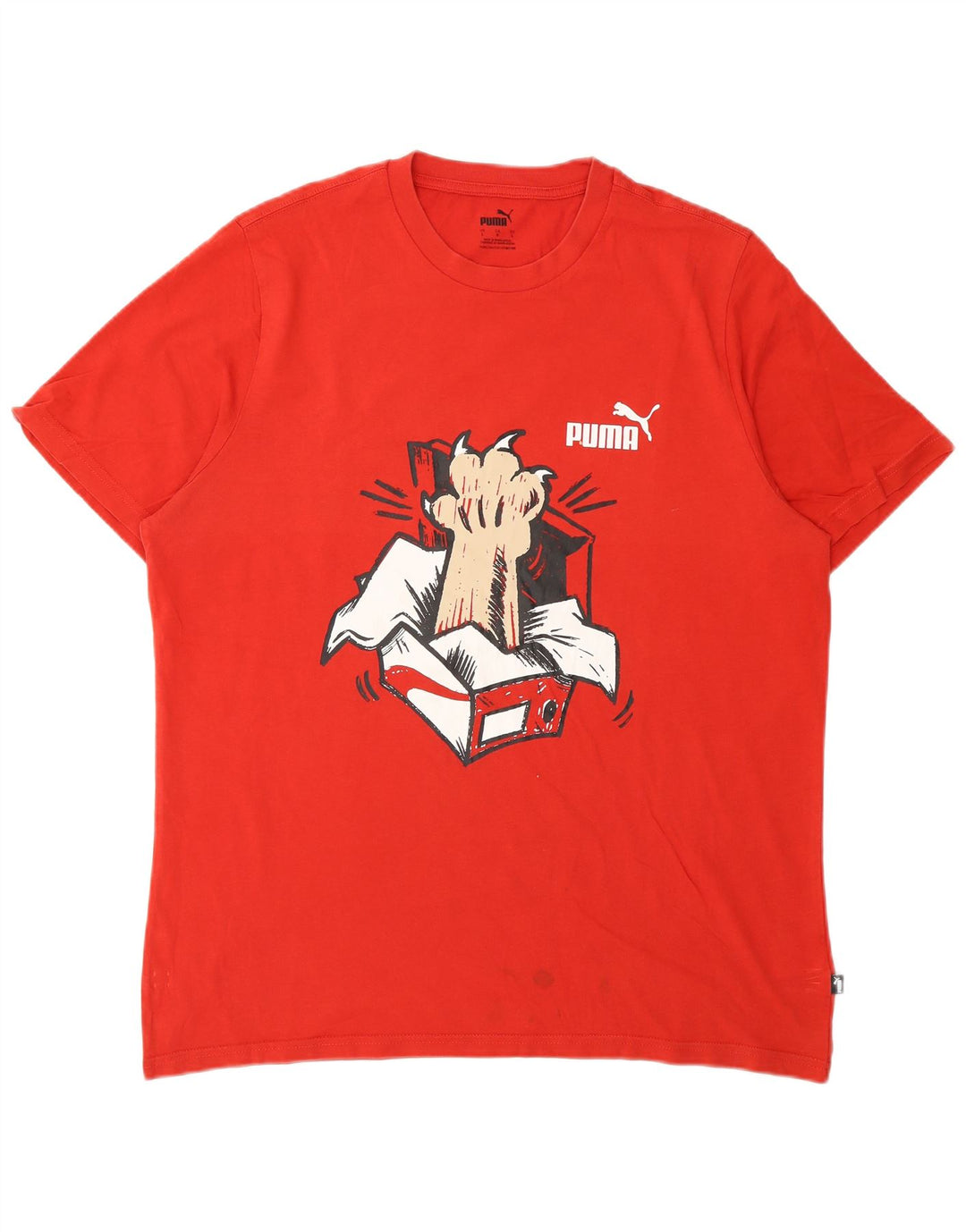 Puma Homme Graphic T-Shirt Top Large Rouge Coton