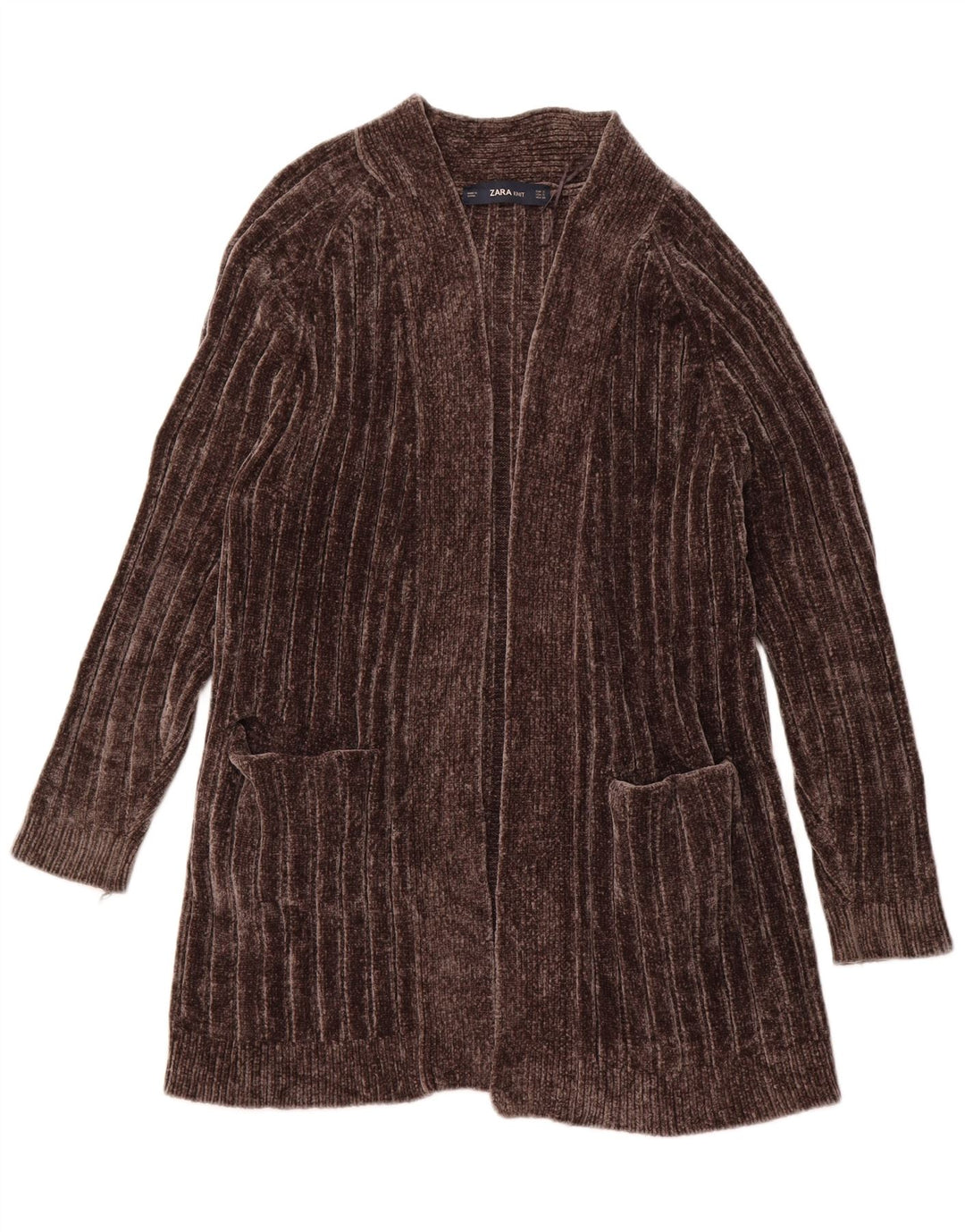 ZARA Pull cardigan ouvert surdimensionné pour femme UK 10 Petit Marron