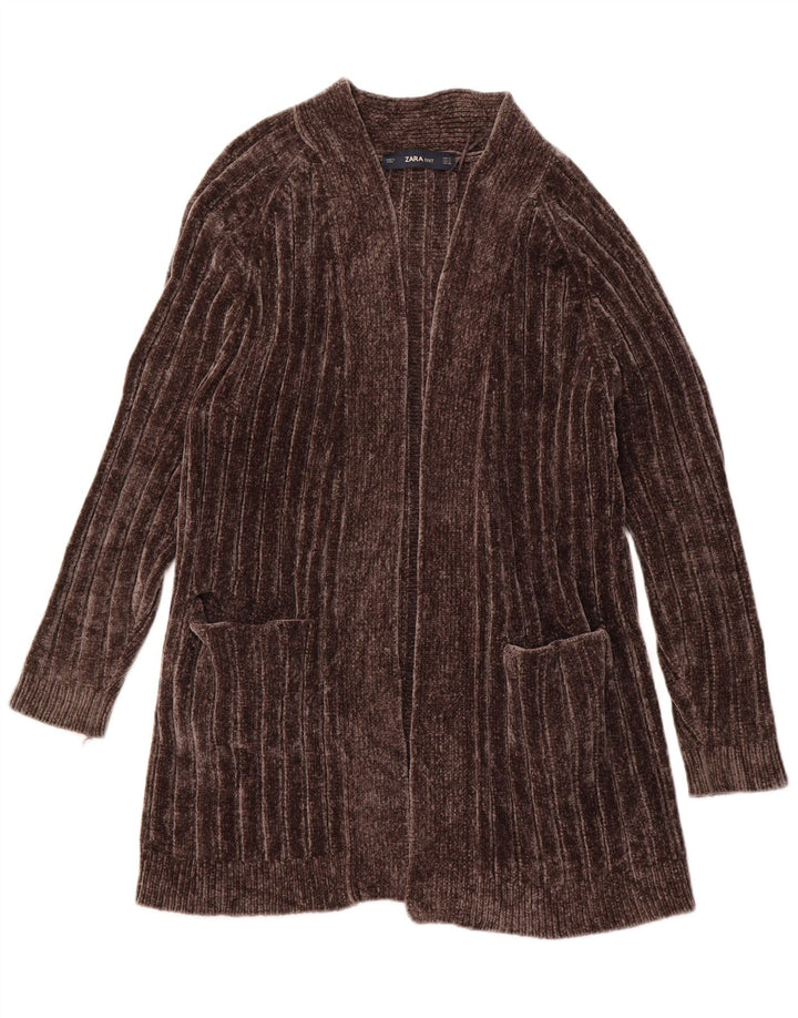 ZARA Pull cardigan ouvert surdimensionné pour femme UK 10 Petit Marron