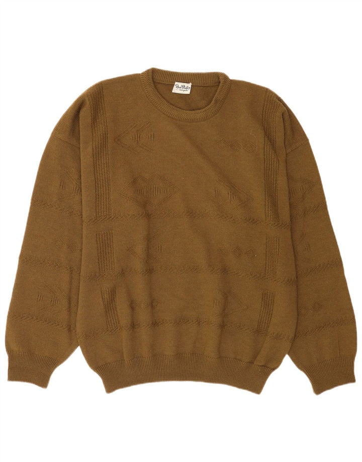 vintage Mens Crew Neck Jumper Pull XL Kaki Laine