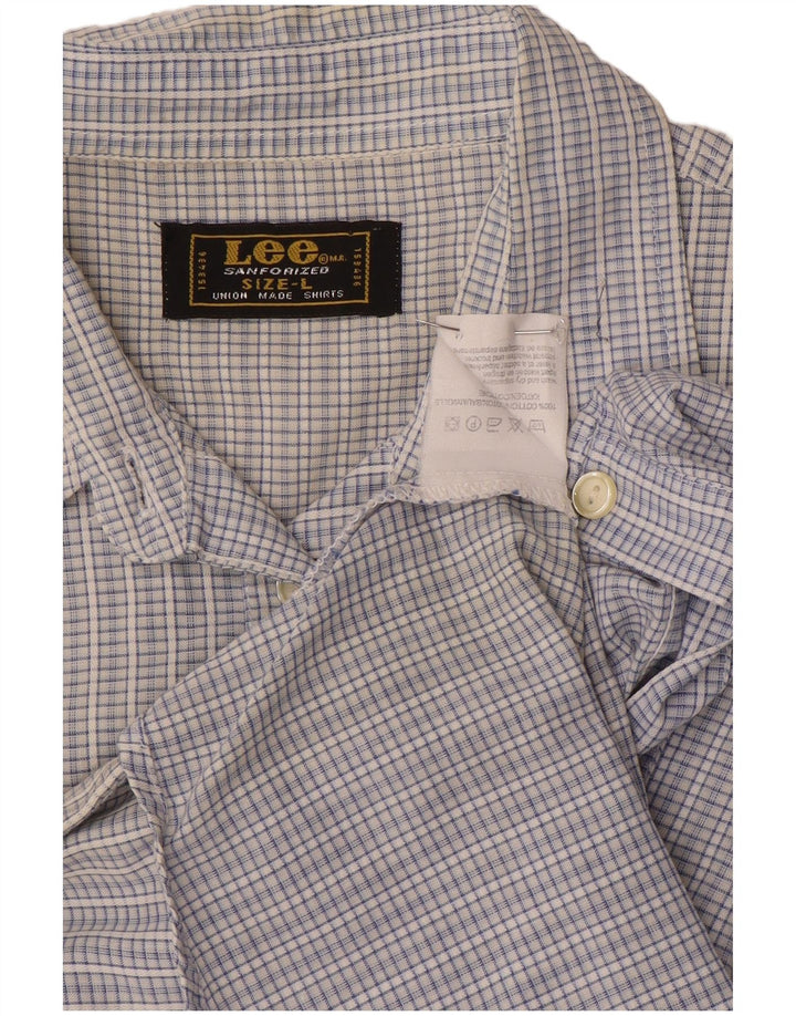 Lee Chemise à manches courtes pour femme UK 44 Grand carreaux bleus en coton