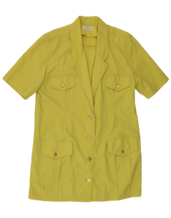 Pinko Veste blazer longue à manches courtes pour femme UK 16 Large Jaune