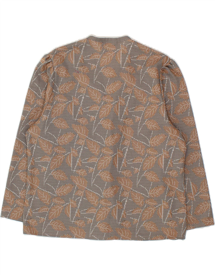 VINTAGE Womens Blazer Jacket UK 16 Large Brown Floral Polyester Vintage Vintage and Second-Hand Vintage from Messina Hembry 