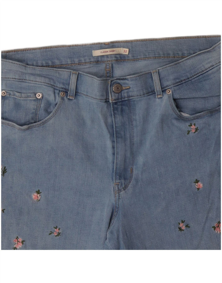 LEVI'S Short en jean classique pour femme W32 en coton à fleurs bleu moyen
