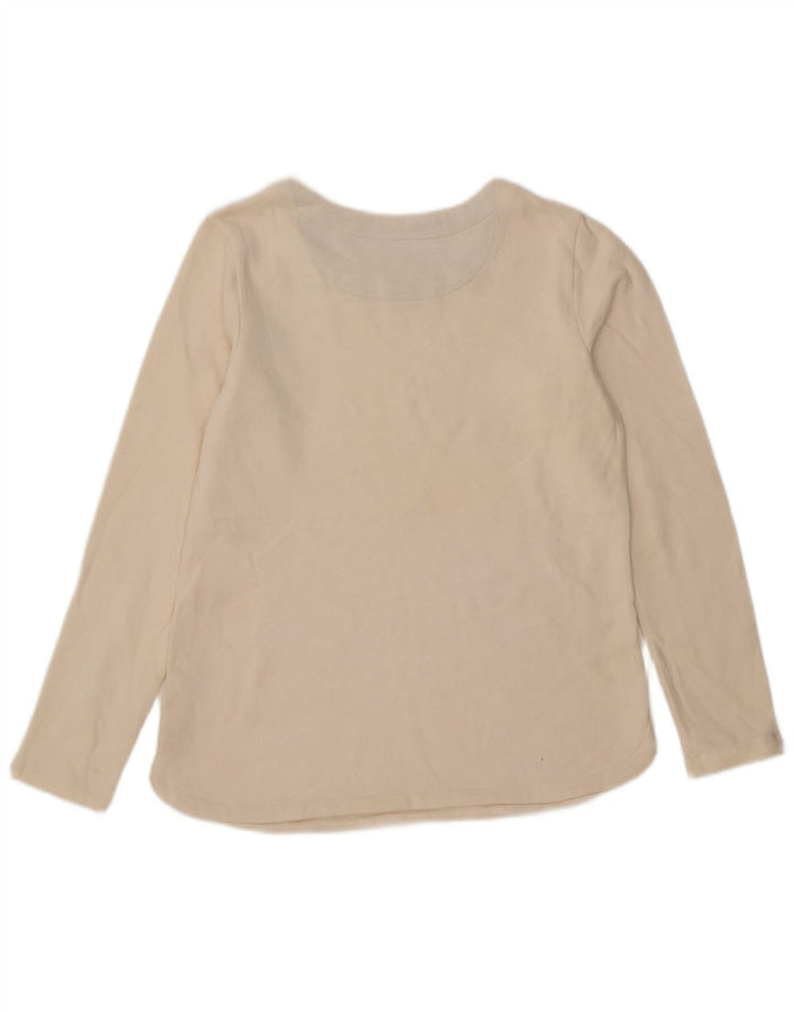 Izod Haut Femme Manches Longues UK 10 Petit Coton Blanc