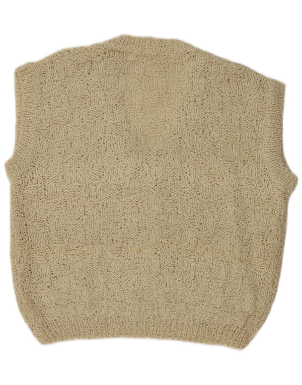 vintage Femmes Surdimensionné Sans Manches Cardigan Pull UK 18 XL Off White