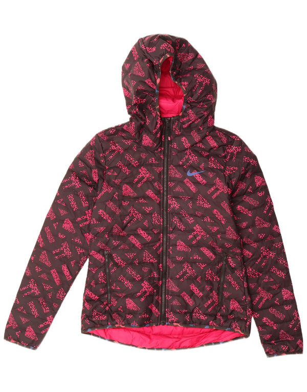 Nike Veste matelassée à capuche graphique pour femme UK 10 Petit Rose Géométrique