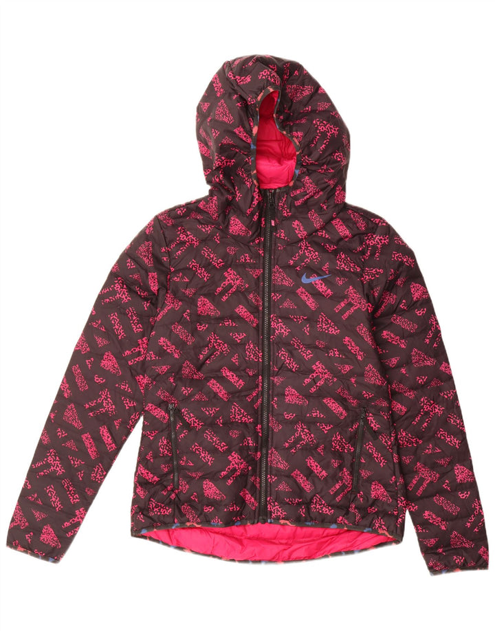 Nike Veste matelassée à capuche graphique pour femme UK 10 Petit Rose Géométrique
