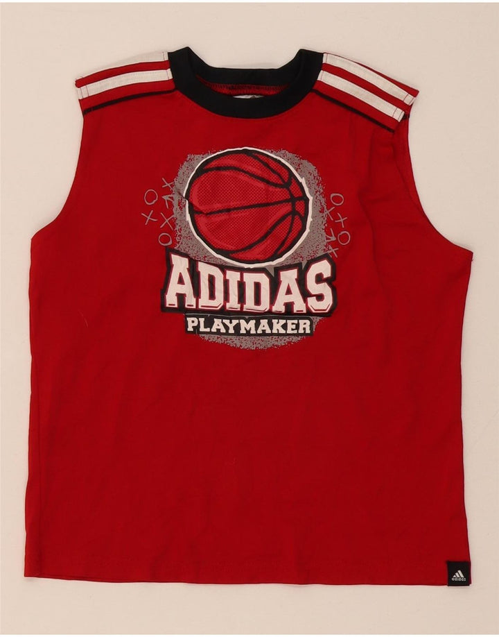 Adidas Débardeur Graphique Garçon 6-7 Ans Rouge Colorblock Polyester