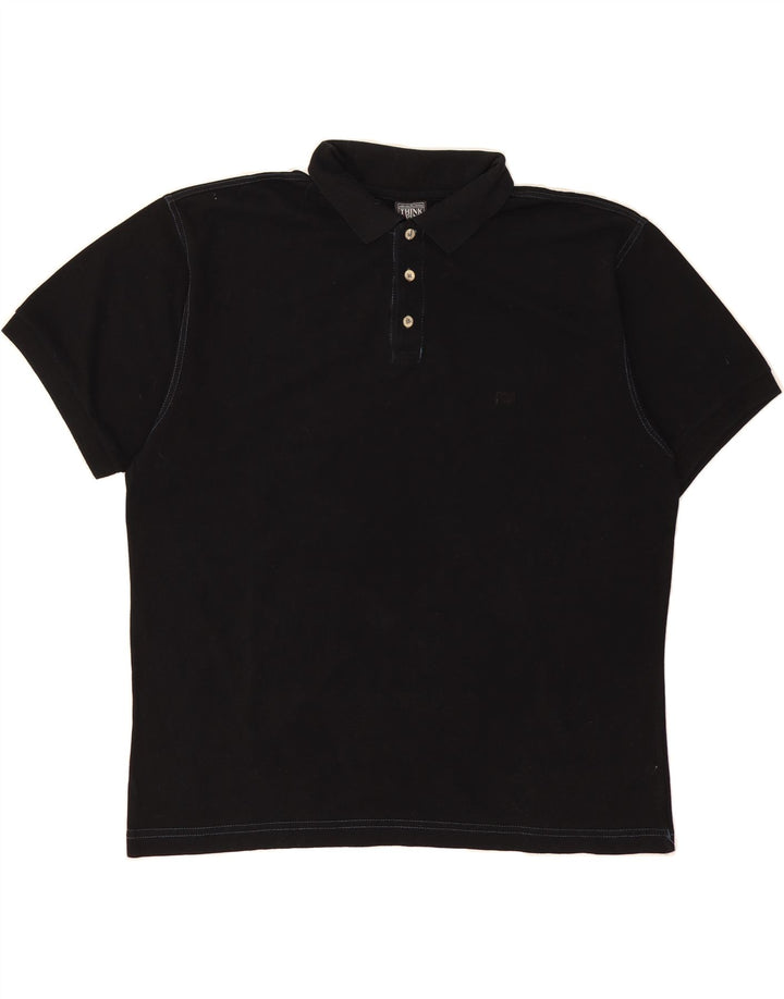 THINK PINK Mens Polo Shirt Large Black Cotton Vintage Think Pink and Second-Hand Think Pink from Messina Hembry 