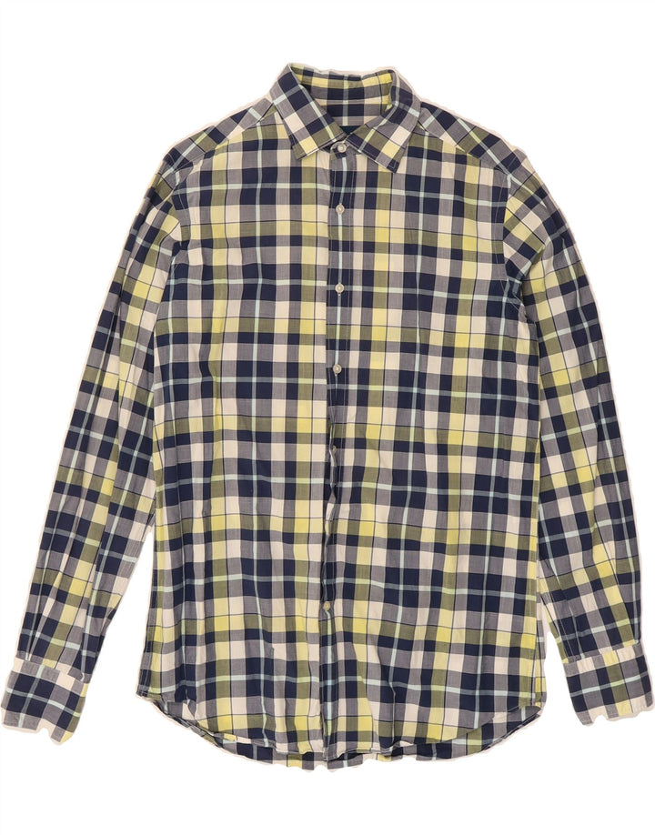 MASSIMO DUTTI Mens Casual Fit Shirt Small Navy Blue Check Cotton Vintage Massimo Dutti and Second-Hand Massimo Dutti from Messina Hembry 