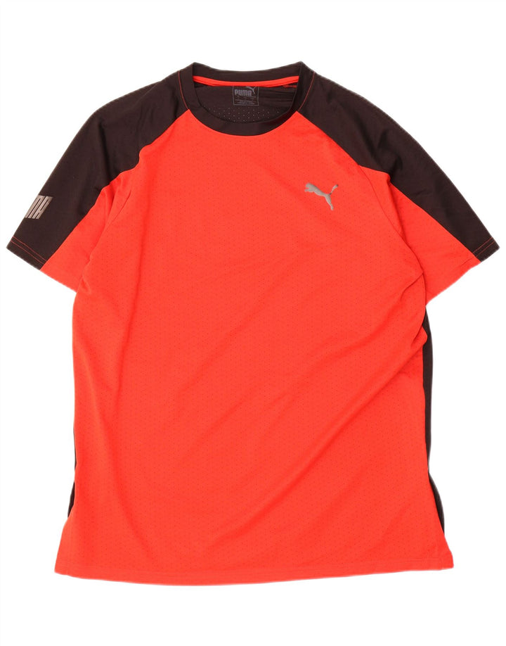PUMA T-shirt graphique pour hommes en polyester color block grand rouge