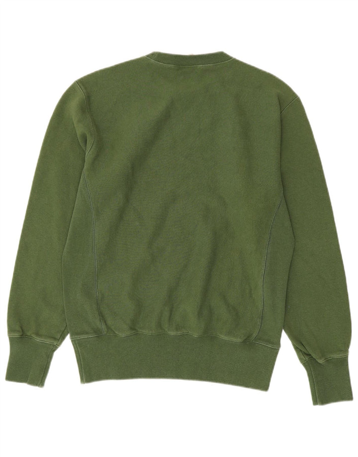 CHAMPION Homme Reverse Weave Sweatshirt Jumper Grand Coton Vert