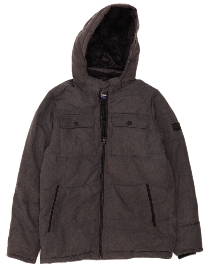 Jack & Jones Veste matelassée à capuche garçon 15-16 ans Gris chiné