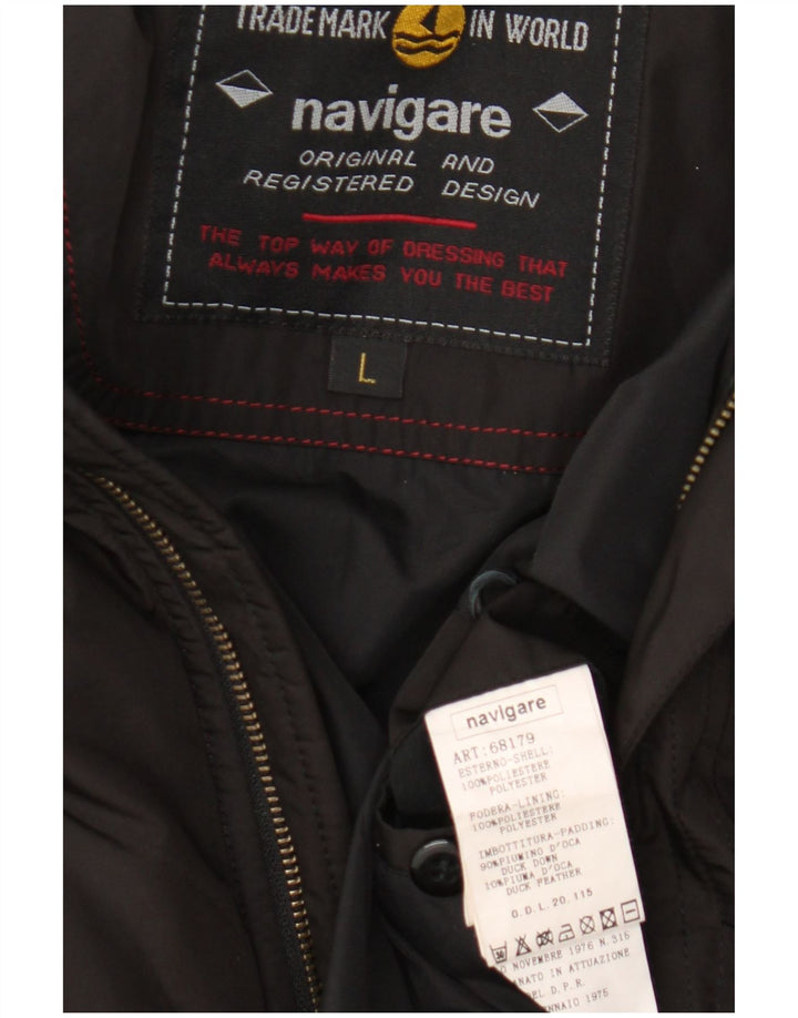 Navigare Parka à capuche pour homme UK 40 Large Noir Polyester