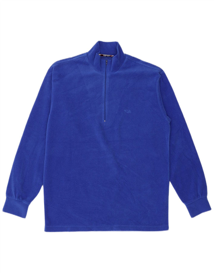 Fila Pull polaire à col zippé pour homme IT 48 Bleu moyen Polyester
