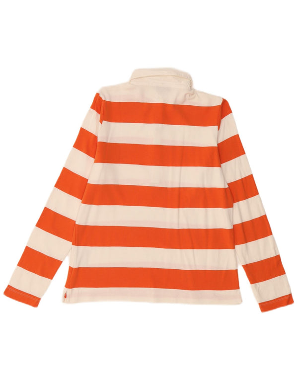 Gant Polo de rugby à manches longues pour femme UK 14 Coton rayé orange moyen