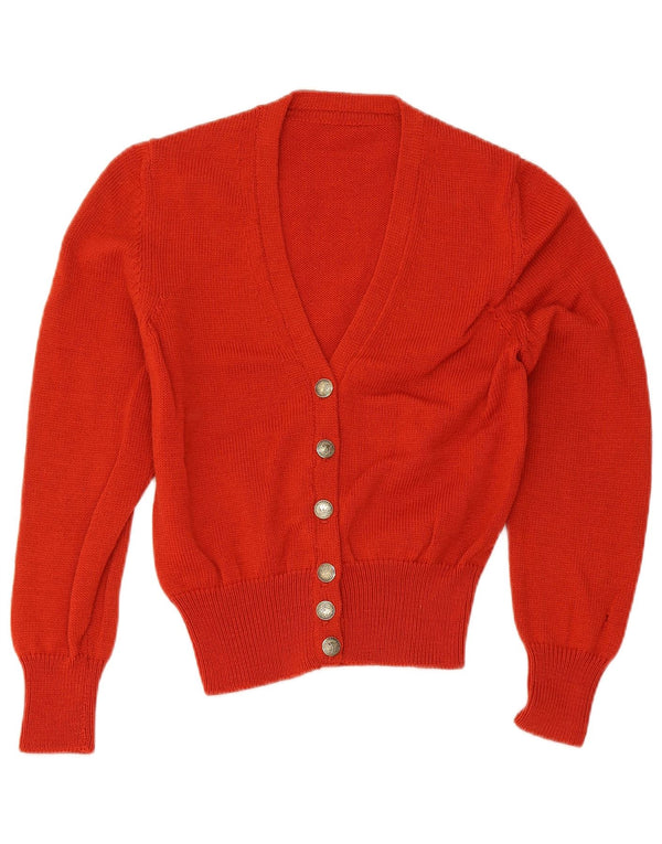 vintage Womens Crop Cardigan Pull UK 10 Petit Orange