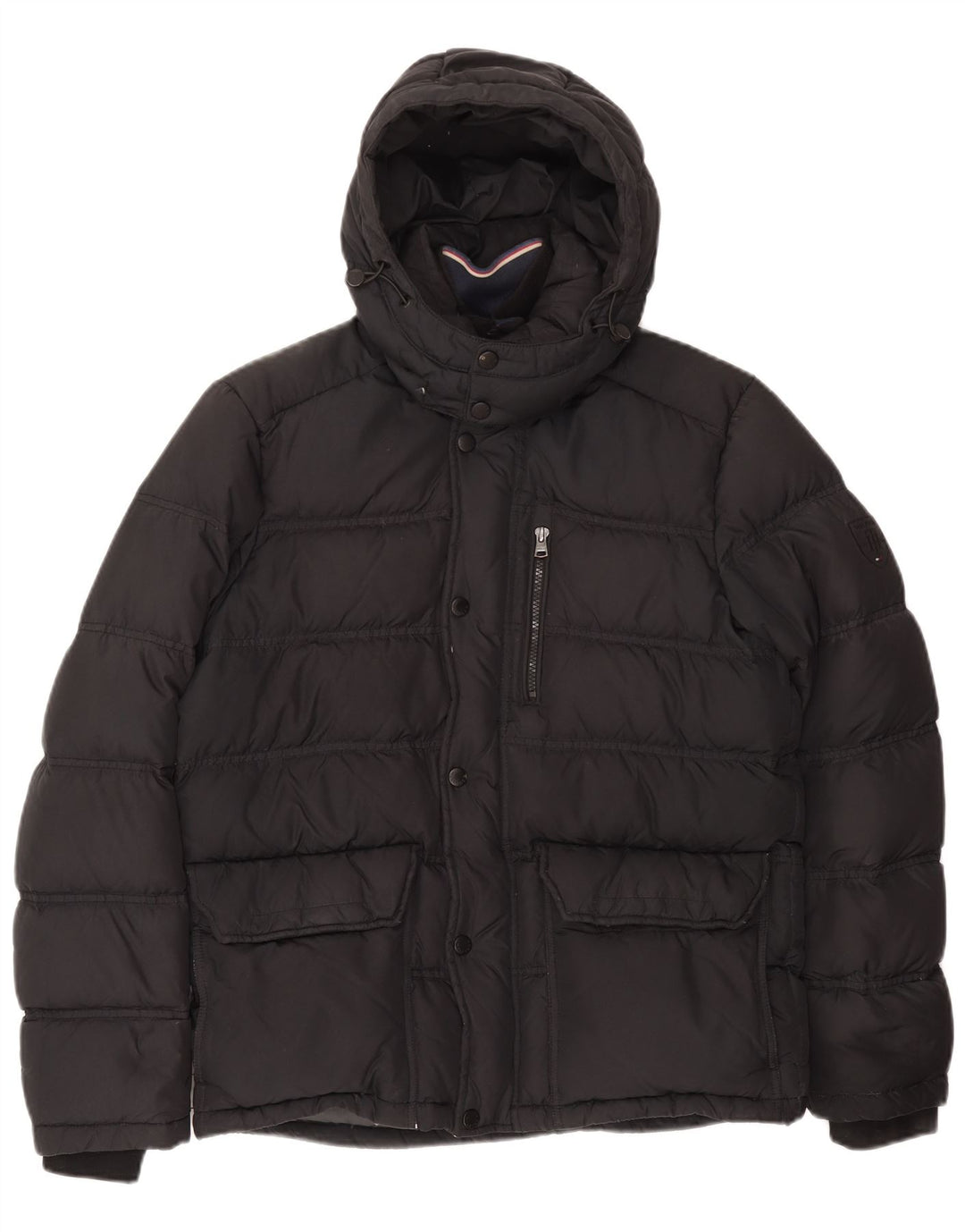 Tommy Hilfiger Veste matelassée à capuche pour homme UK 38 Gris moyen Coton