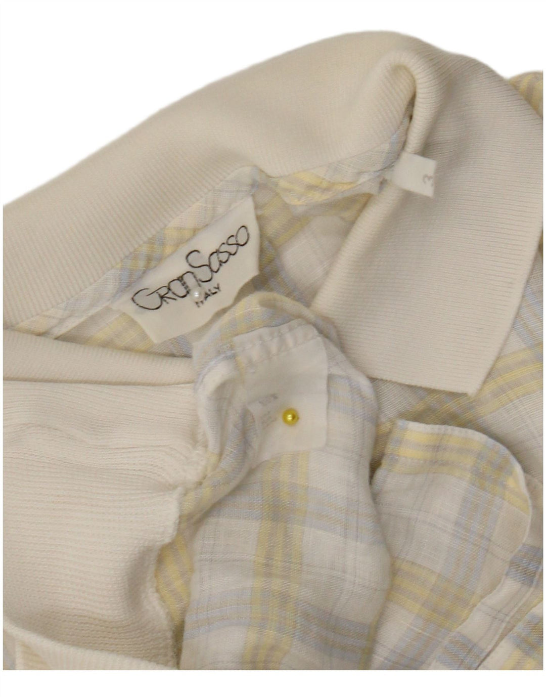 Gran Sasso Chemise Pull à Manches Courtes Homme Blanc Carreaux Lin