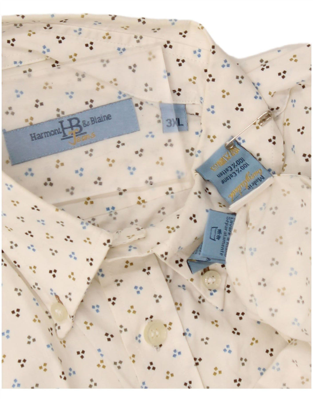 HARMONT & BLAINE Chemise Homme 3XL Coton Tacheté Blanc Cassé