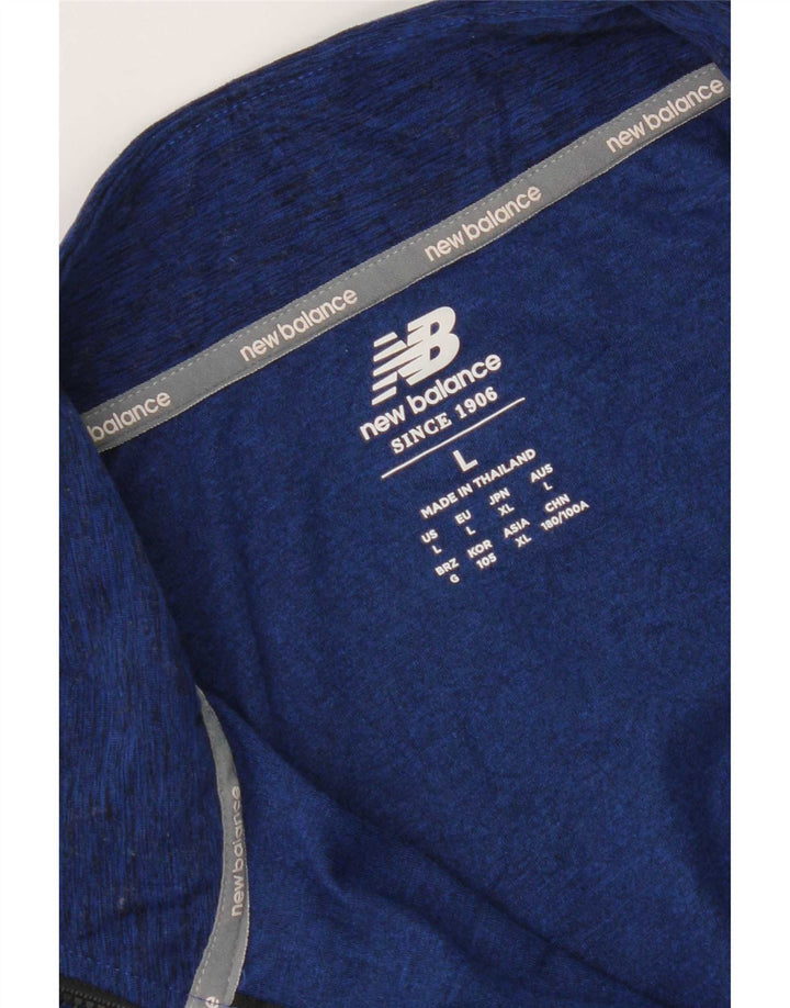 New Balance Haut de survêtement à col zippé pour hommes, grand bleu moucheté