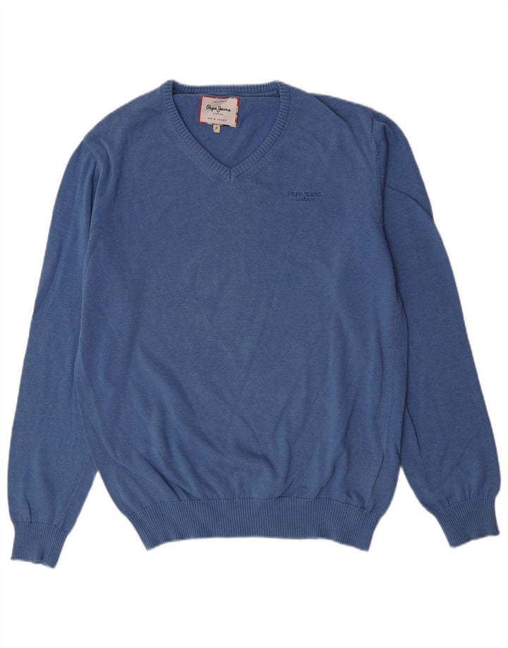 PEPE Jeans Pull Col V Homme Bleu Moyen Coton