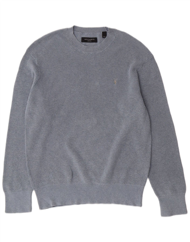 ALL SAINTS Pull Col Rond Homme Bleu Moyen Coton