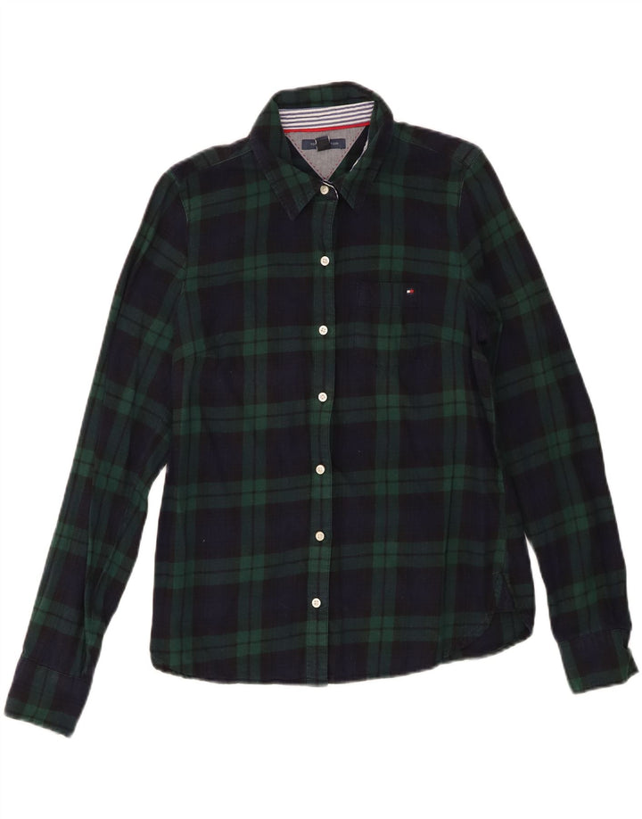 Tommy Hilfiger Chemise Femme UK 12 Medium Bleu Marine à Carreaux Coton