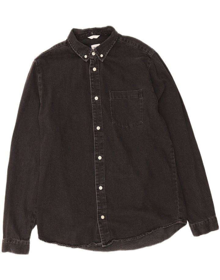 Zara Homme Chemise En Jean Large Gris Coton