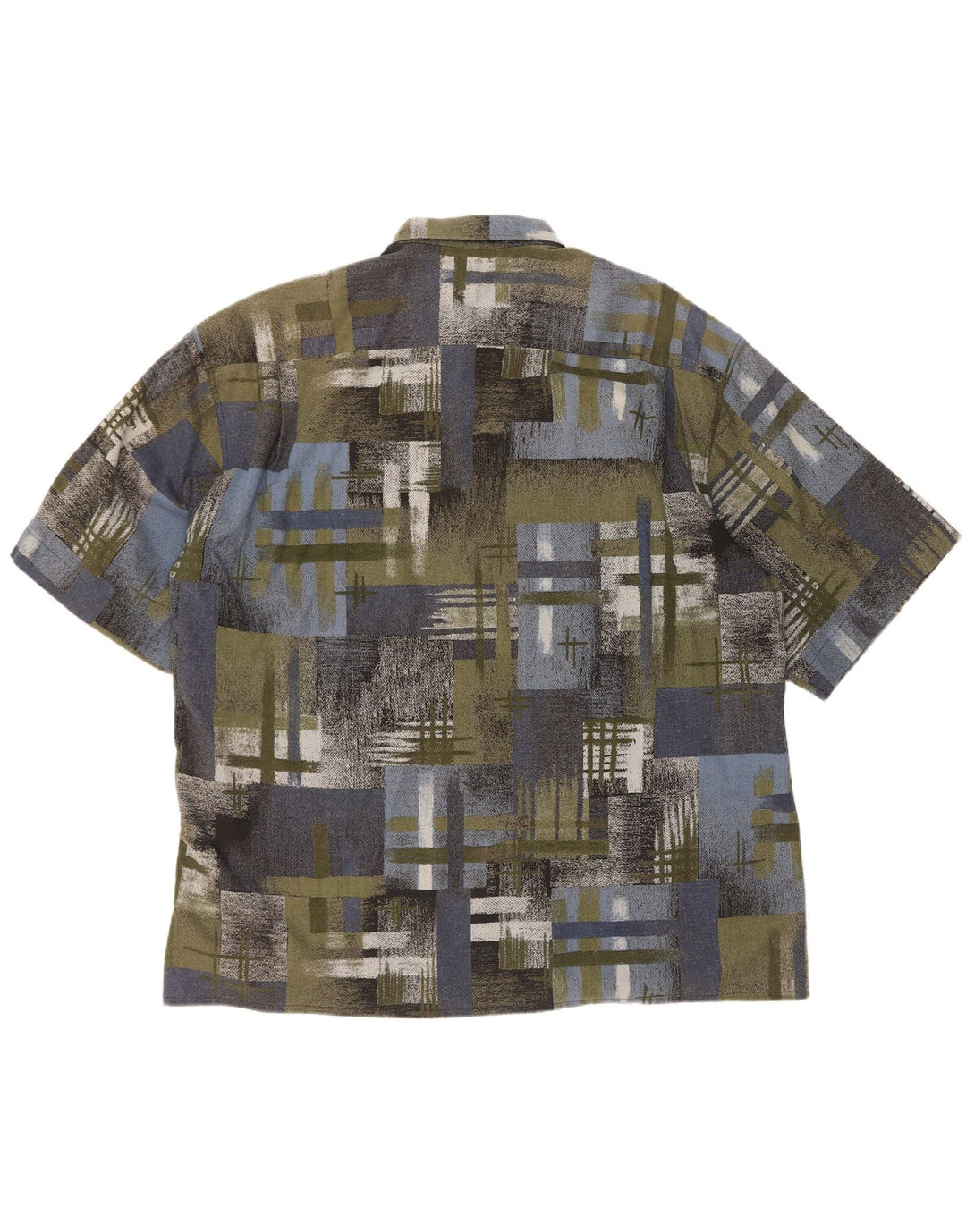 vintage Chemise à manches courtes pour hommes XL Patchwork vert