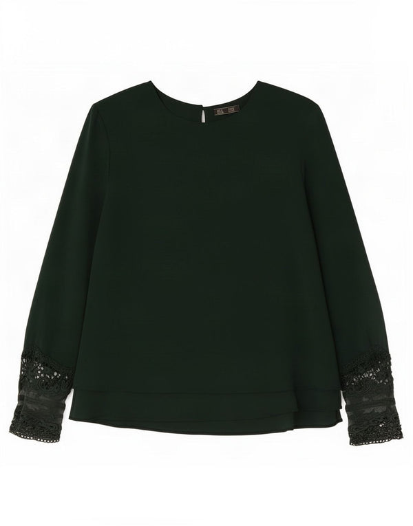 Zara Womens Trafaluc Blouse à manches longues Top UK 10 Small Vert