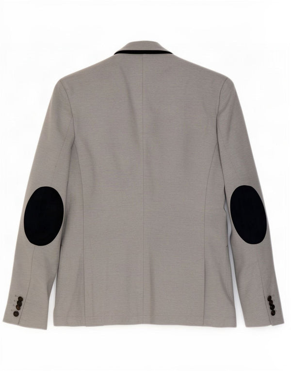 Zara Veste Blazer 2 Boutons Homme EU 52 Grand Gris Colorblock Polyester