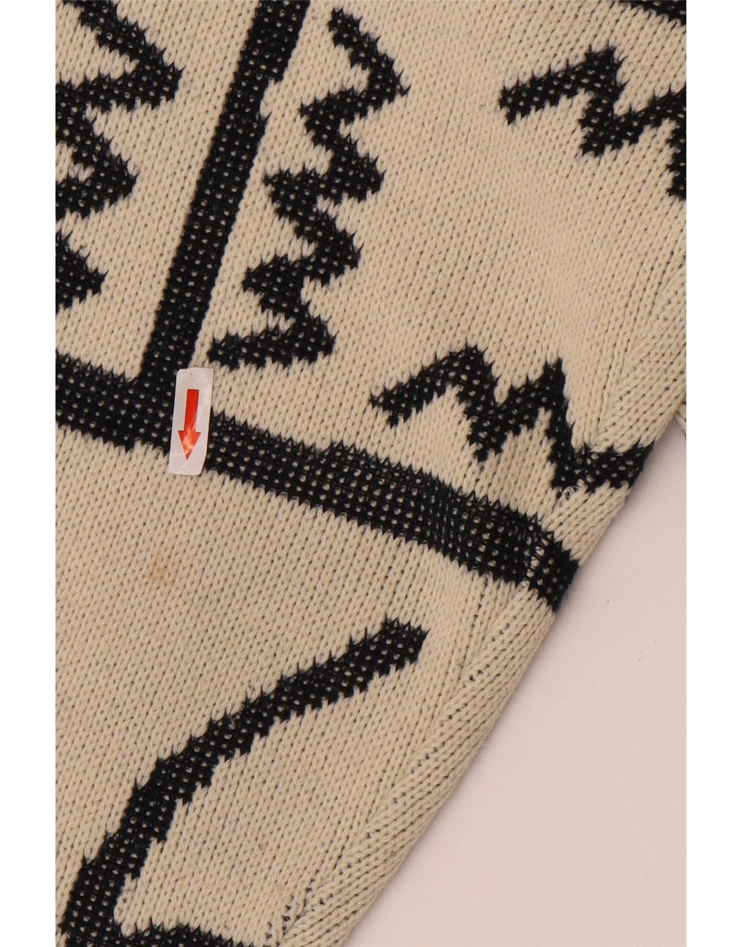 vintage Mens Abstract Pattern Crew Neck Jumper Pull Grand Beige