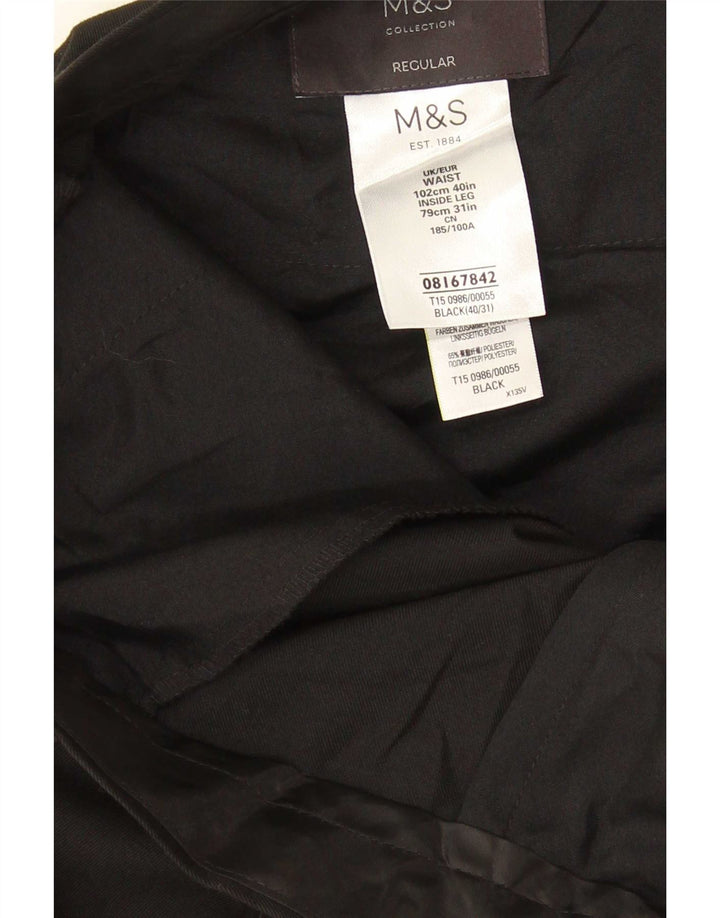 Marks & Spencer Pantalon de costume classique pour homme W40 L31 Noir Polyester