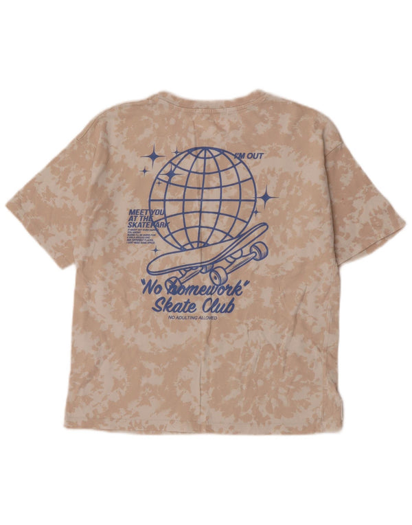 Zara T-Shirt Graphique Garçon 8-9 Ans Beige Tie Dye Coton