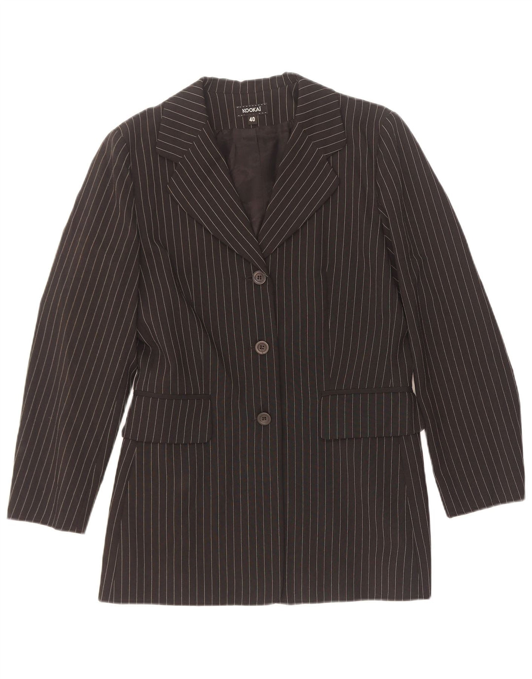 Kookai Veste blazer à 3 boutons pour femme EU 40 en polyester à fines rayures noires moyennes