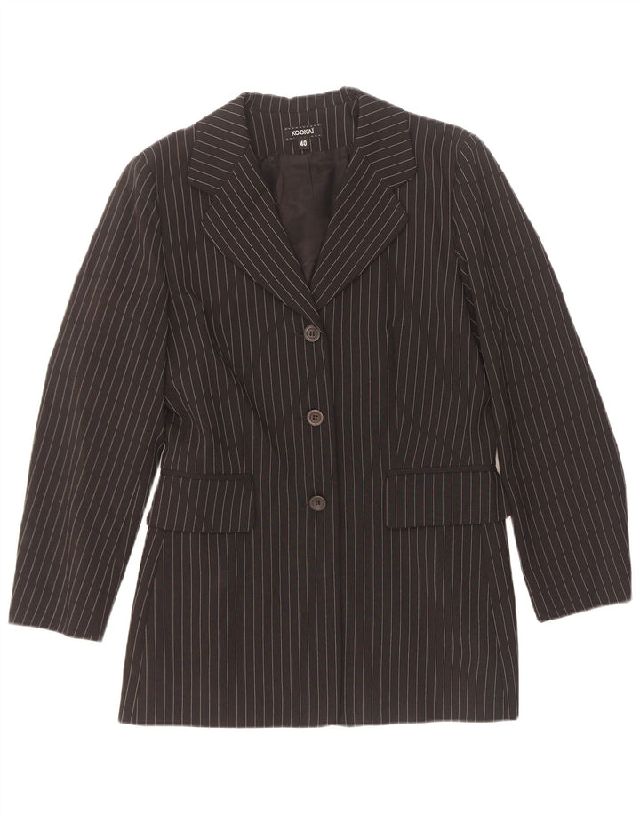 Kookai Veste blazer à 3 boutons pour femme EU 40 en polyester à fines rayures noires moyennes