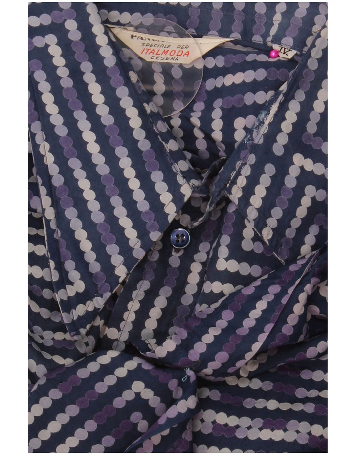 PANCALDI Chemise à Manches Courtes Homme XL Bleu Géométrique