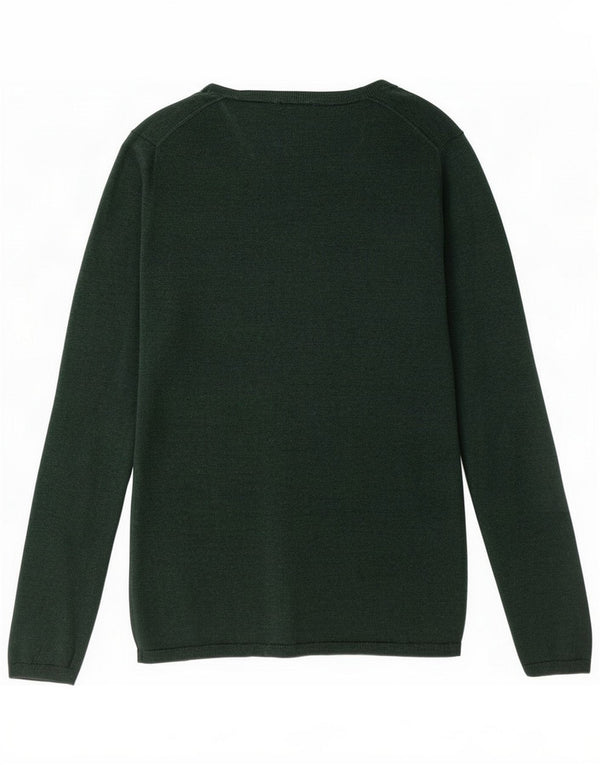 Tommy Hilfiger Pull col V pour femme UK 10 Petite laine verte