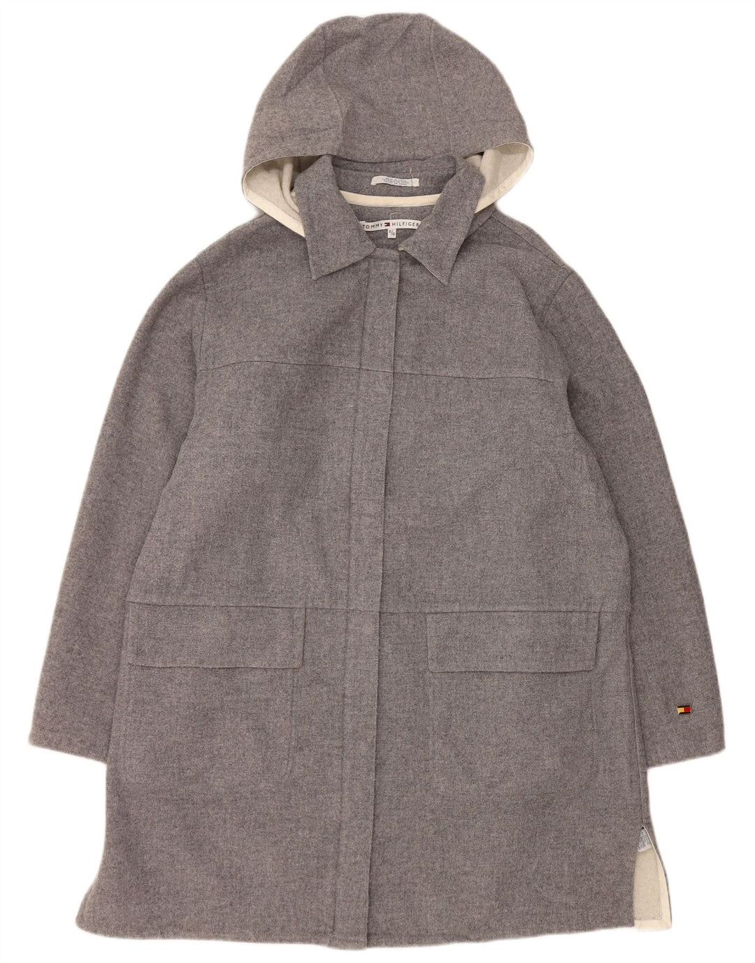 Tommy Hilfiger Manteau à capuche pour femme UK 18 XL Gris Laine