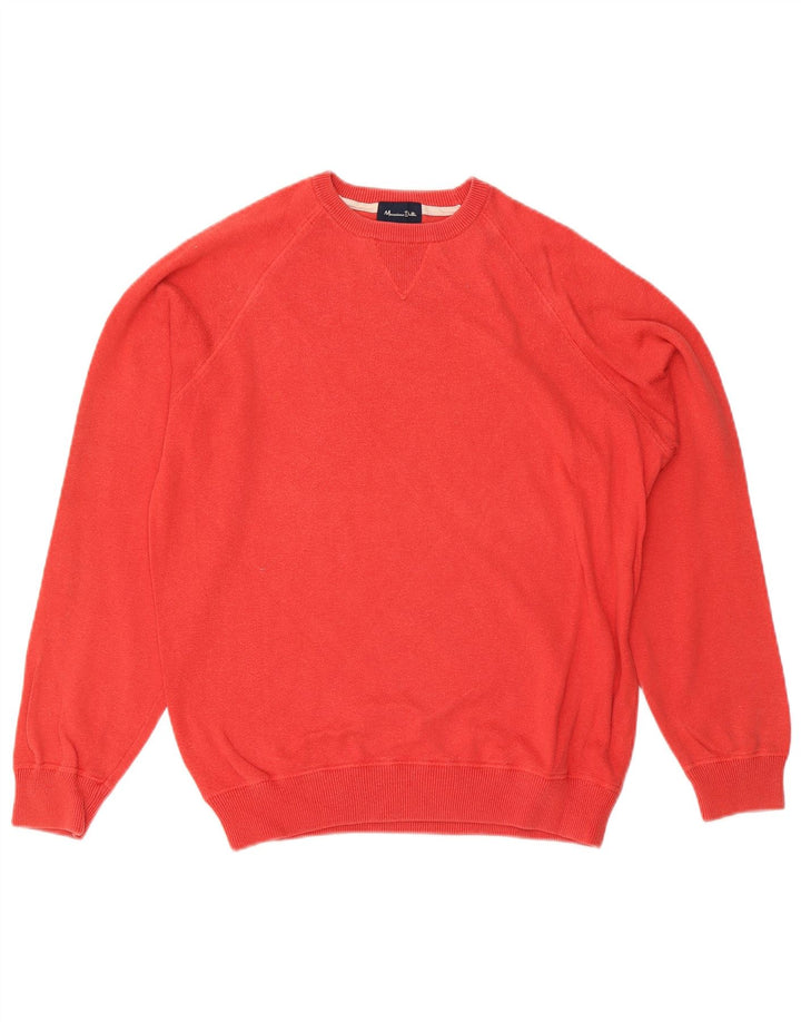 MASSIMO DUTTI Mens Crew Neck Jumper Sweater Large Red Cotton Vintage Massimo Dutti and Second-Hand Massimo Dutti from Messina Hembry 