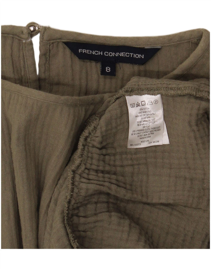 French Connection Haut Chemisier Oversize Femme UK 8 Petit Kaki Coton