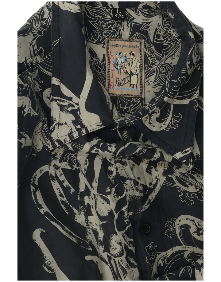 REPORT Chemise à manches courtes pour homme Taille 41/42 Grand Bleu Marine Paisley