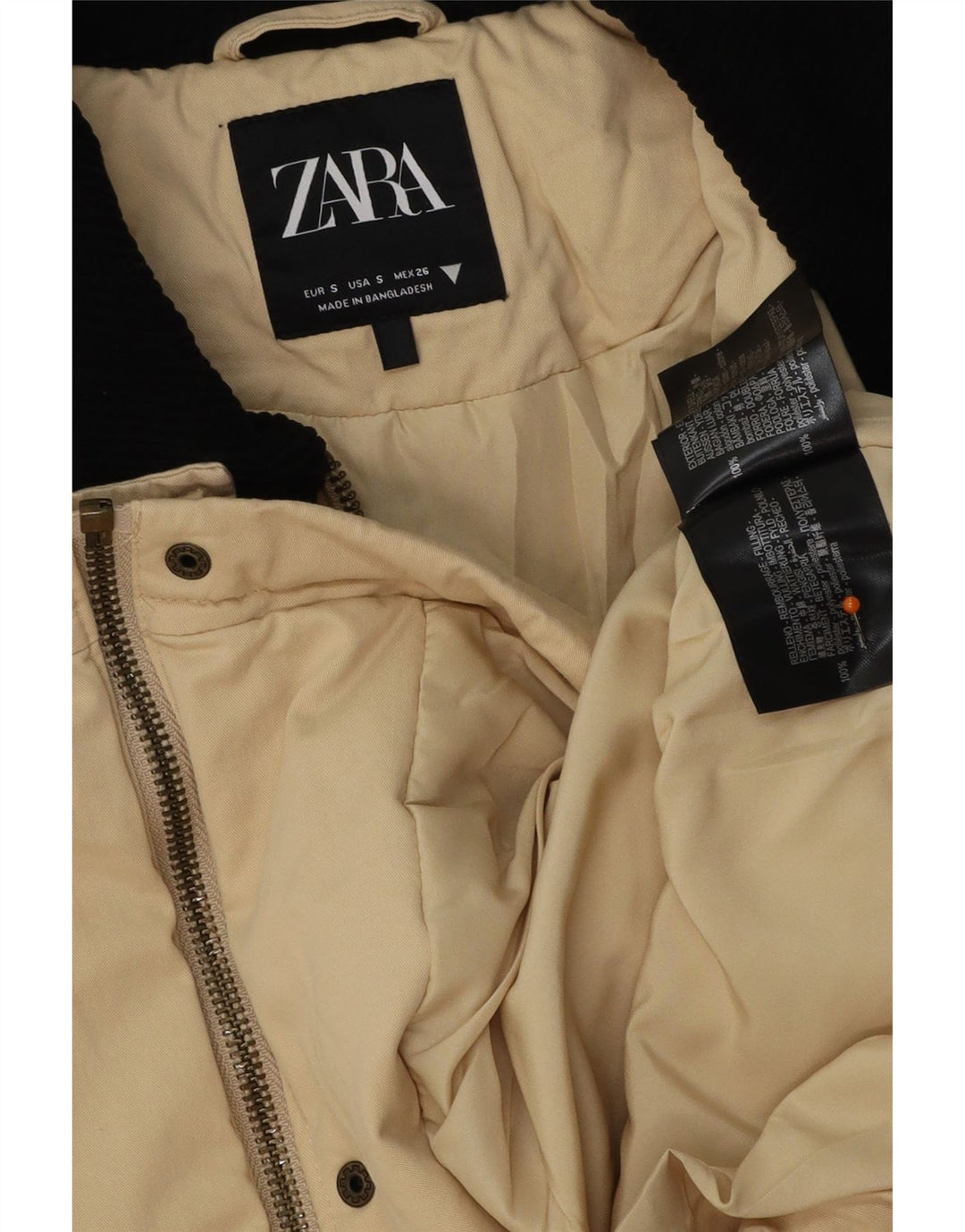ZARA Veste utilitaire surdimensionnée pour femme UK 10 Small Beige Colourblock