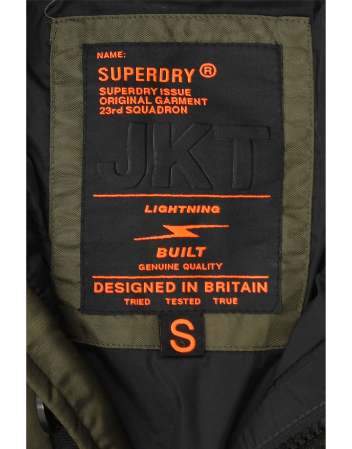 SUPERDRY Veste matelassée à capuche pour hommes UK 36 Small Kaki Nylon