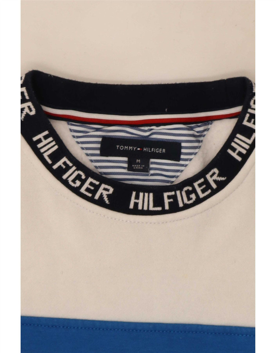 Tommy Hilfiger Sweat-Shirt Graphique Homme Blanc Moyen Colorblock