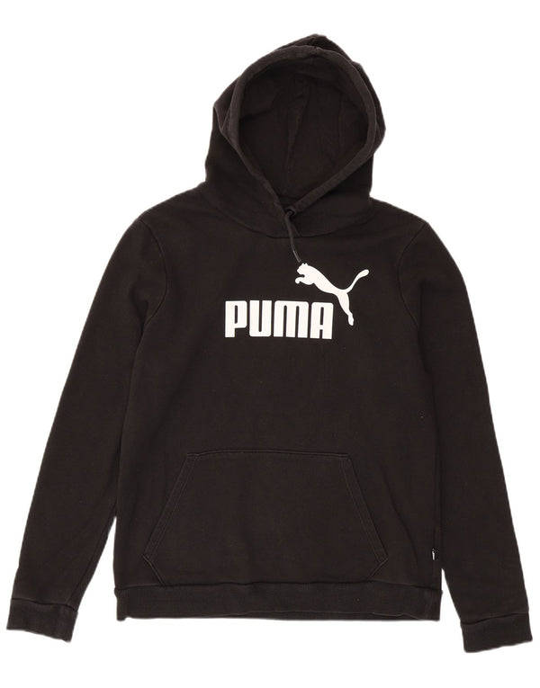 Puma Pull à capuche graphique pour femme UK 16 Large Noir Coton